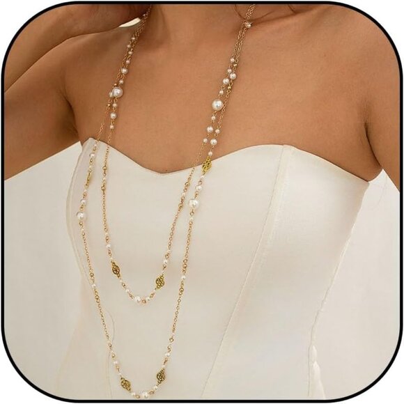 Jewelry - Versatile Gold Layered Pearl Necklace - Ideal for Daily Wear and Gifting